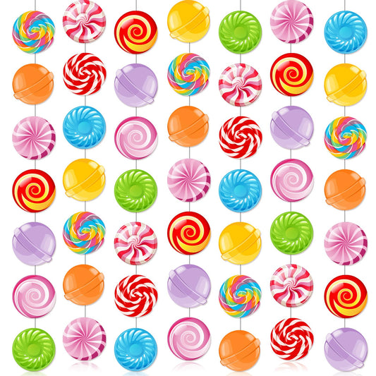 8pcs Candyland Party Decorations Candy Garland Banner Gumdrop Decorations Giant Candy Hanging Swirl Candy Land Theme Birthday Party Decorations Lollipop Baby Shower Party Decorations