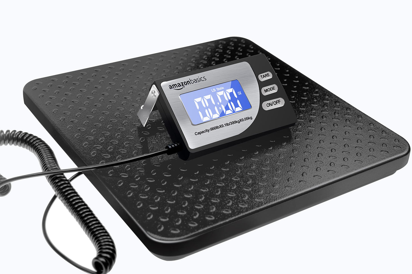 Amazon Basics Digital Postal Scale, Heavy Duty Weighing Platform for Packages, Shipping, 660 lb Capacity, 1 Ounce Readability, Portable, Black