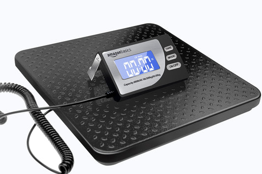 Amazon Basics Digital Postal Scale, Heavy Duty Weighing Platform for Packages, Shipping, 660 lb Capacity, 1 Ounce Readability, Portable, Black
