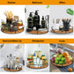 Lazy Susan Turntable Organizer for Cabinet Pantry Kitchen Countertop Refrigerator Cupboard, Pine Wood, 9", Carbonized Black