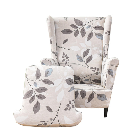 CRFATOP Printed Wingback Chair Slipcovers 2 Piece Stretch Wing Back Chair Cover Polyester Fabric Wing Armchair Covers with Elastic Bottom for Living Room Bedroom Wingback Chair,A05