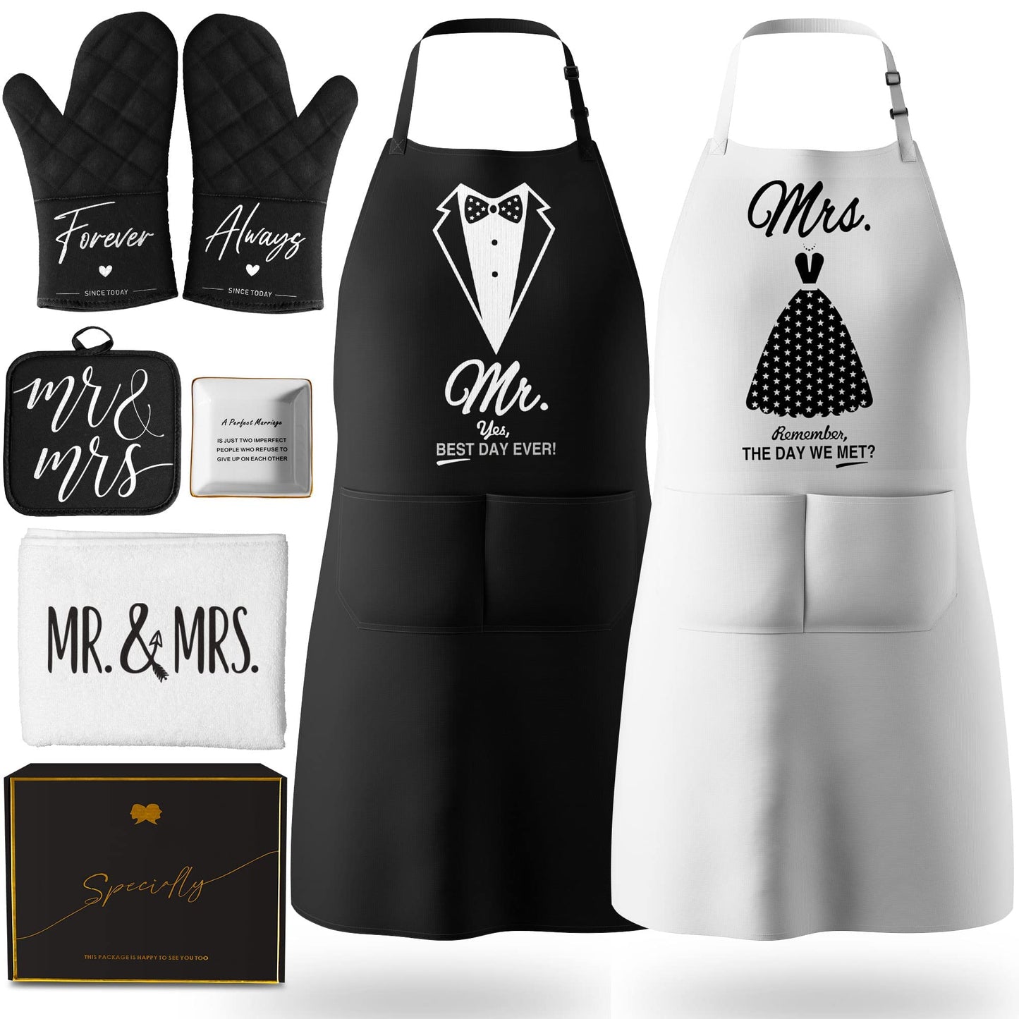 Wedding Gifts Engagement Gifts for Couples Mr and Mrs Aprons for Couples Gifts