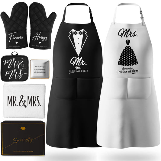 Wedding Gifts Engagement Gifts for Couples Mr and Mrs Aprons for Couples Gifts