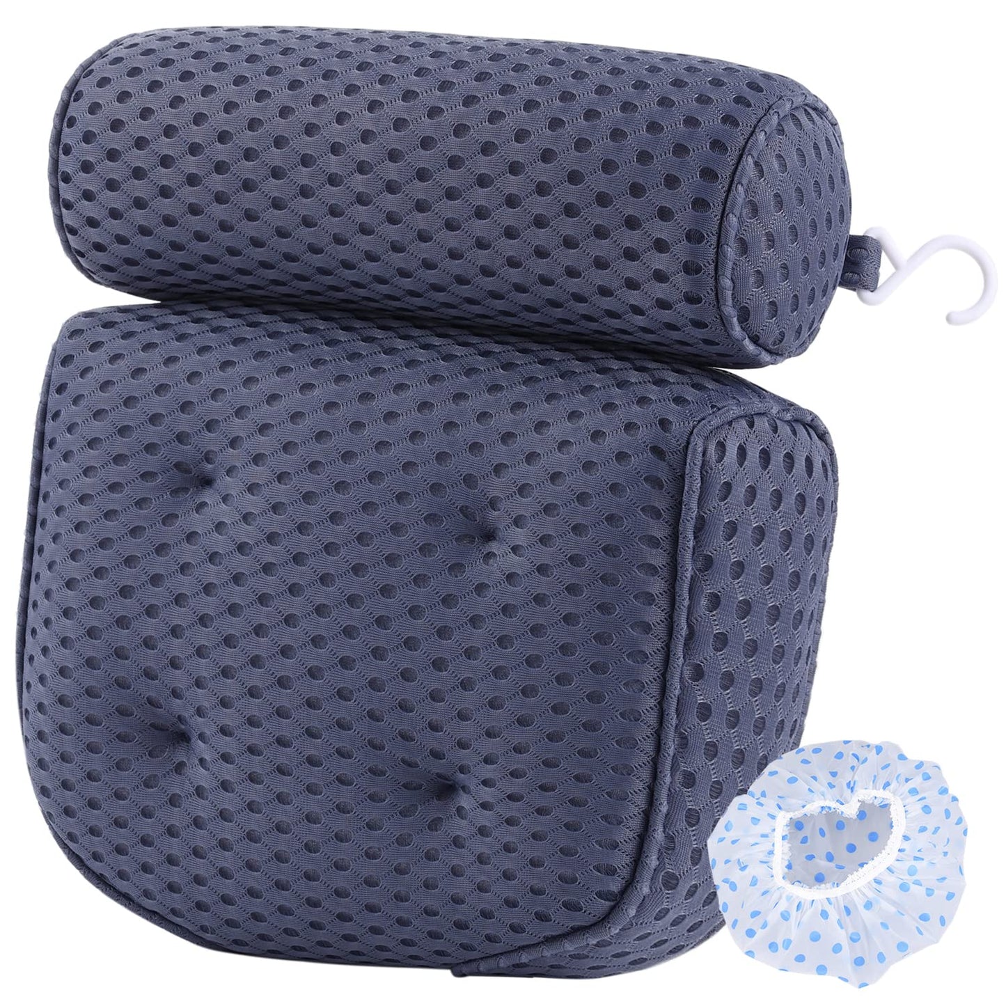 AEROiVi Luxury Bath Pillows for Tub，Bath Pillow Bathtub Pillows for Head and Neck Support Bath Cushion Made from Soft Spacer Mesh Material with Suction Cups (Dark Blue)