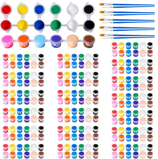 20 Pack Mini Acrylic Paint Set,12 Color Acrylic Paint Strips with 40Pcs Painting Brushes for Kids&Adults, 280 PCS Kids Paint Set Container Strips Storage for Home Classroom Party Favors Easter Gifts