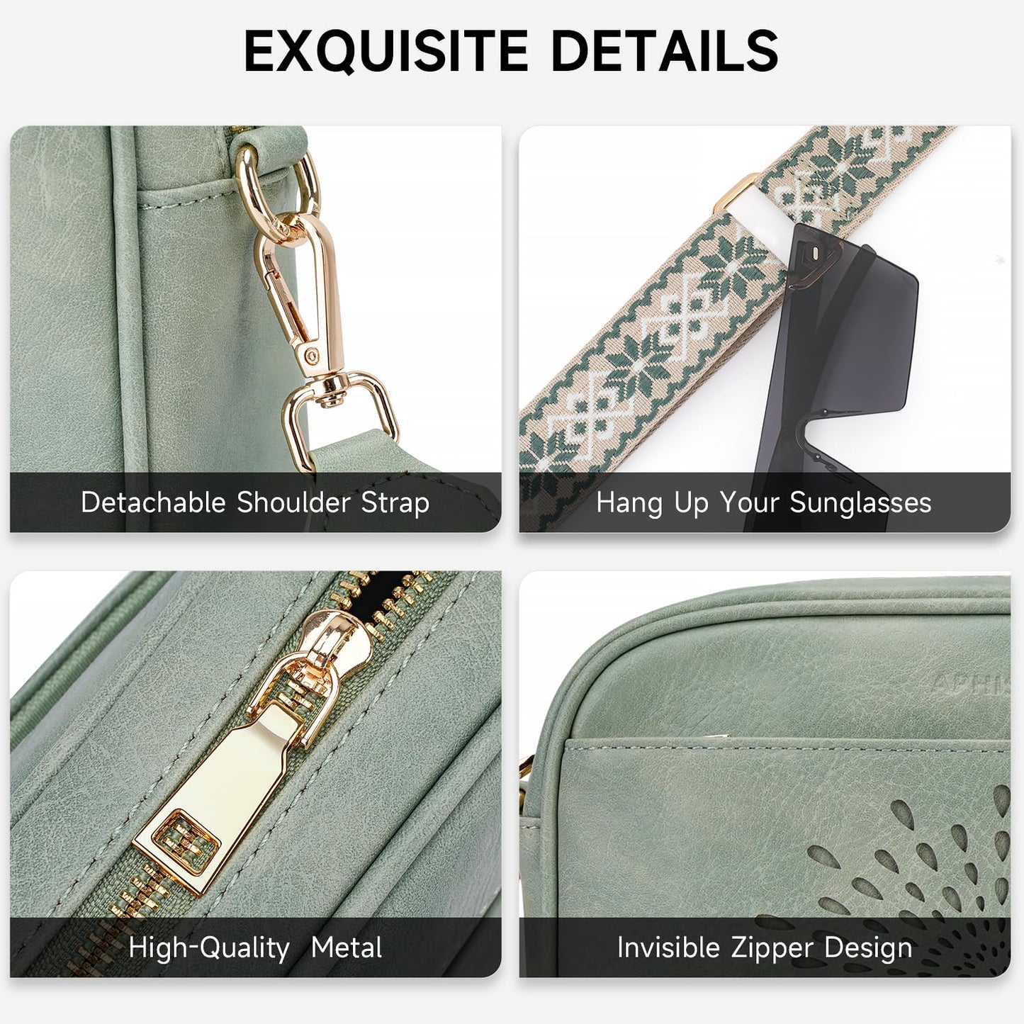 APHISON Crossbody Bags for Women Trendy,Vegan Leather Small Crossbody Purses Shoulder Handbags with Adjustable Strap Green