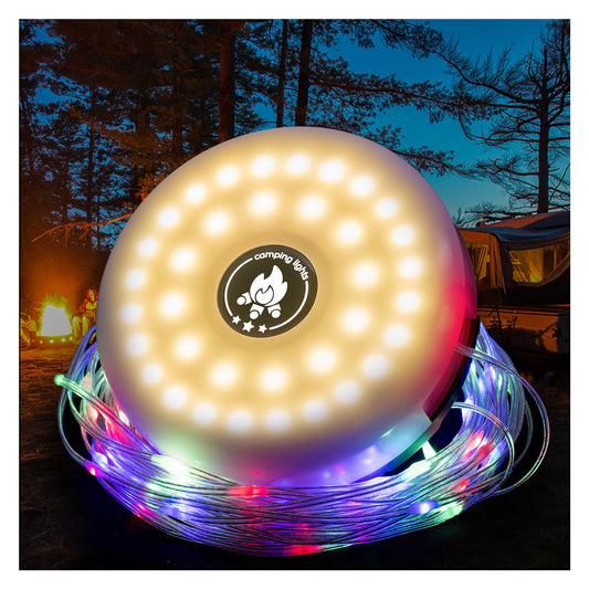 Camping String Lights,4 in 1 Outdoor Rechargeable String Lights with 8 Lighting Modes(32.8Ft),Quick Recovery, Durable & Waterproof,USB Charging,Portable Camping Lights for Hiking patio backyard party