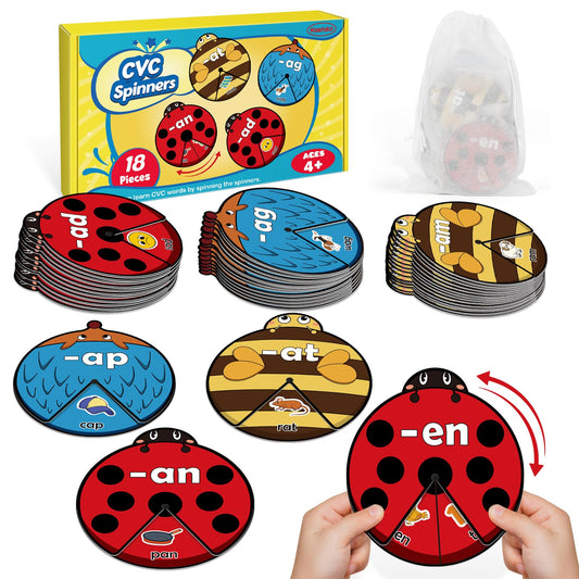 Kasfalci CVC Word Cards,CVC Word Games,Phonics Games,Speech Therapy Toys for Toddlers Kids,Learn to Read,Spelling Reading Learning Game,Kindergarten Preschool Learning Activities Educational Toy