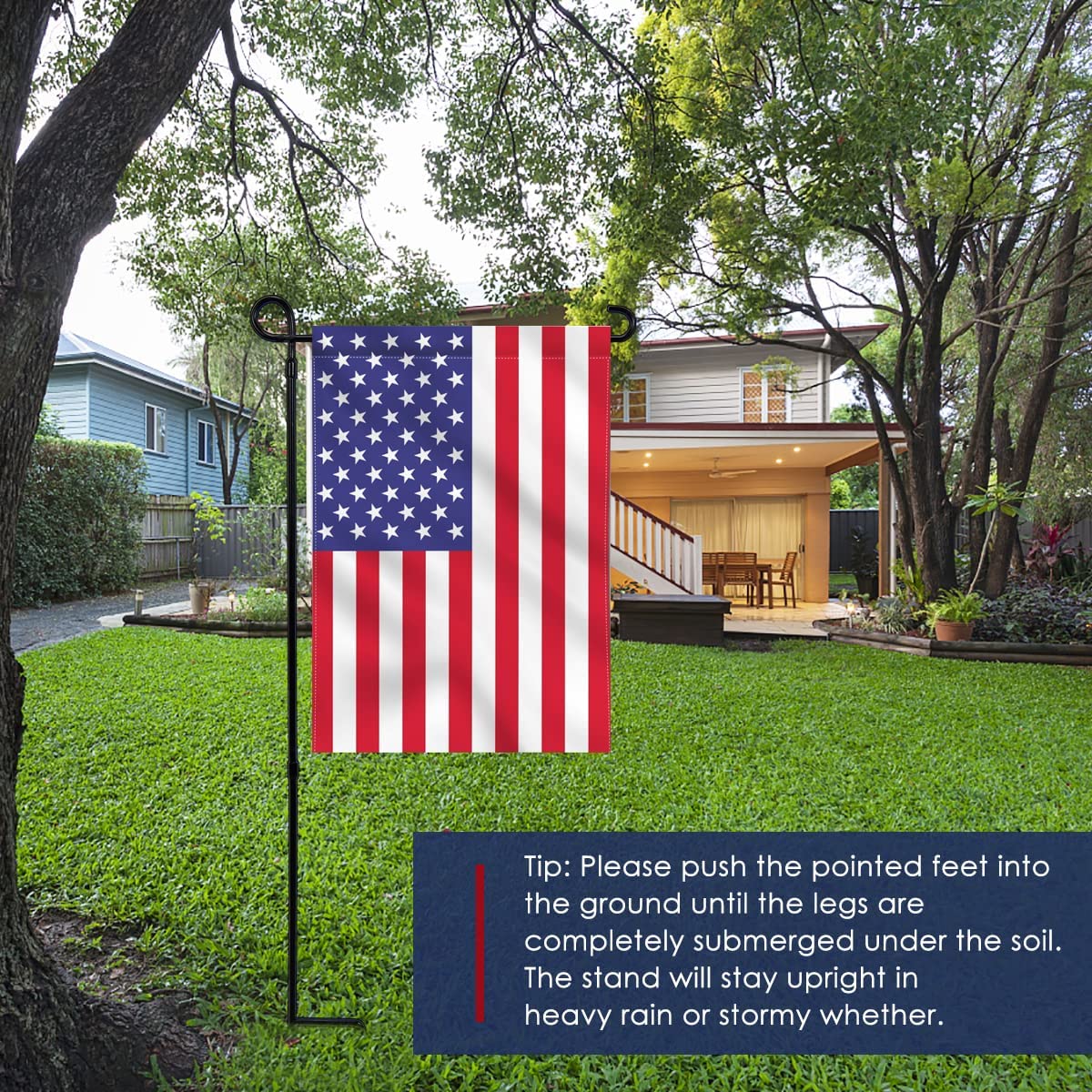 ESTTOP Garden Flag Stand, Thickened Pole Sturdy Straight Premium Metal Yard Flag Holder Weather-Proof Flagpole Seasonal Garden Flag, Christmas Garden Flag, Outdoor Decor Decoration