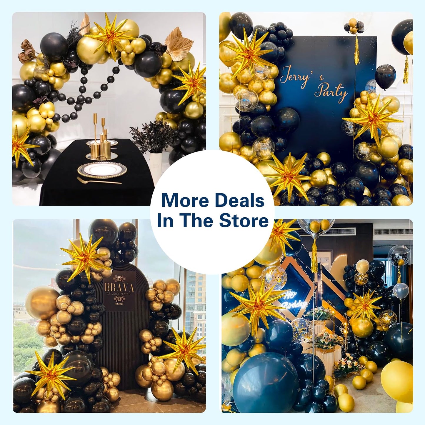 137Pcs Black and Gold Balloons Garland Arch Kit with Stars - 5 10 12 18 inch Black Gold Confetti Latex Party Balloons for 2025 Graduation Retirement Decorations Birthday