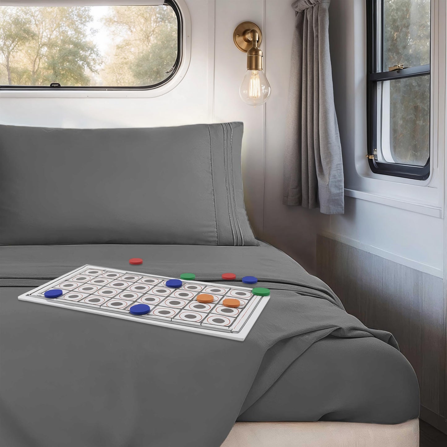 Nestl Dark Grey Short Queen Sheets for RV, Hotel Luxury RV Queen Sheets Set, 4 Piece Fitted Bed Sheet Set and Pillowcases, Super Soft, Wrinkle-Free, and Breathable Camper Bedding