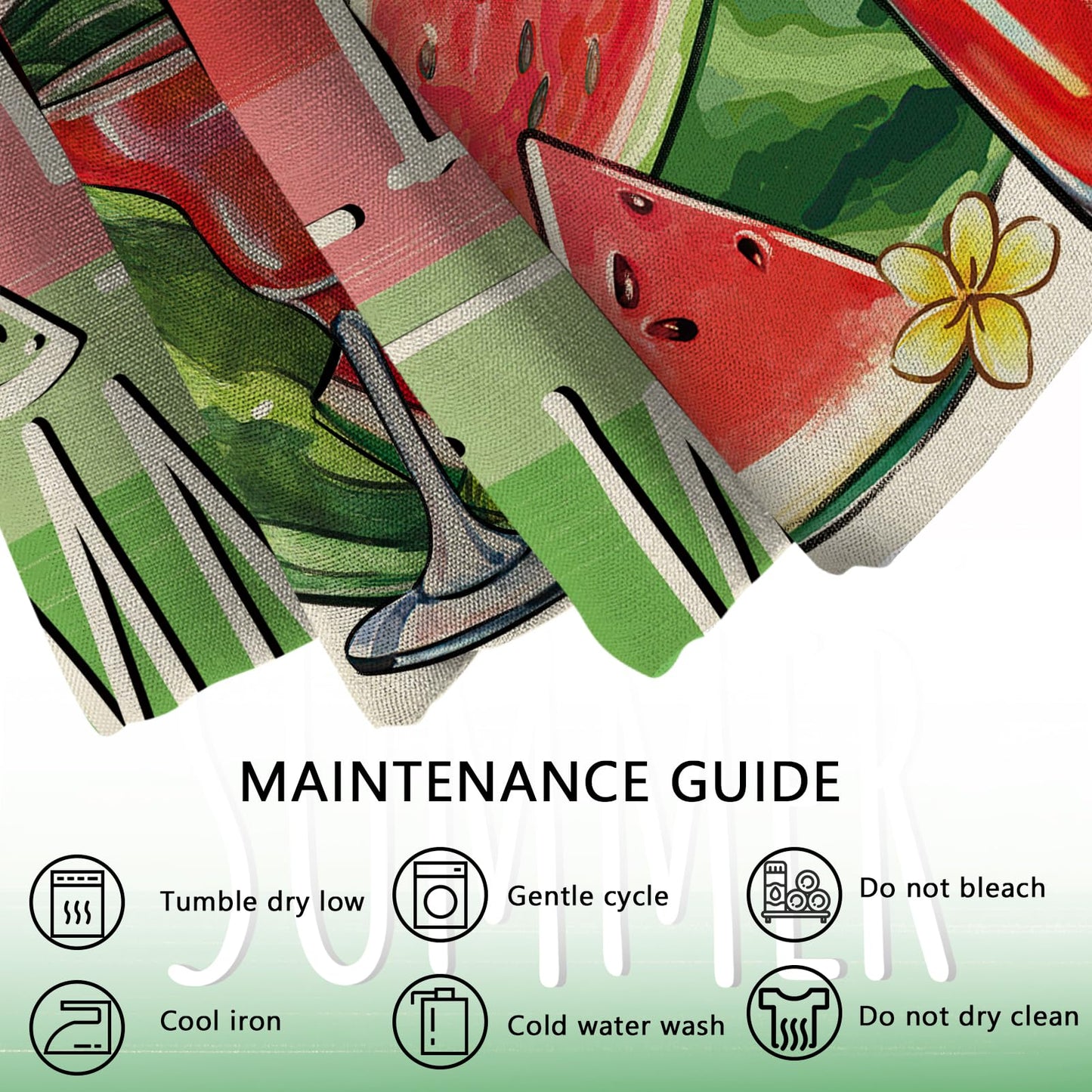 Ussap Hello Summer Watermelon Decorative Throw Pillow Covers 18 x 18 Set of 4, Life is Sweet Red Green Stripes Cushion Case Decor, Summer Vibes Fruit Juice Bees Seasonal Home Decoration for Sofa Couch