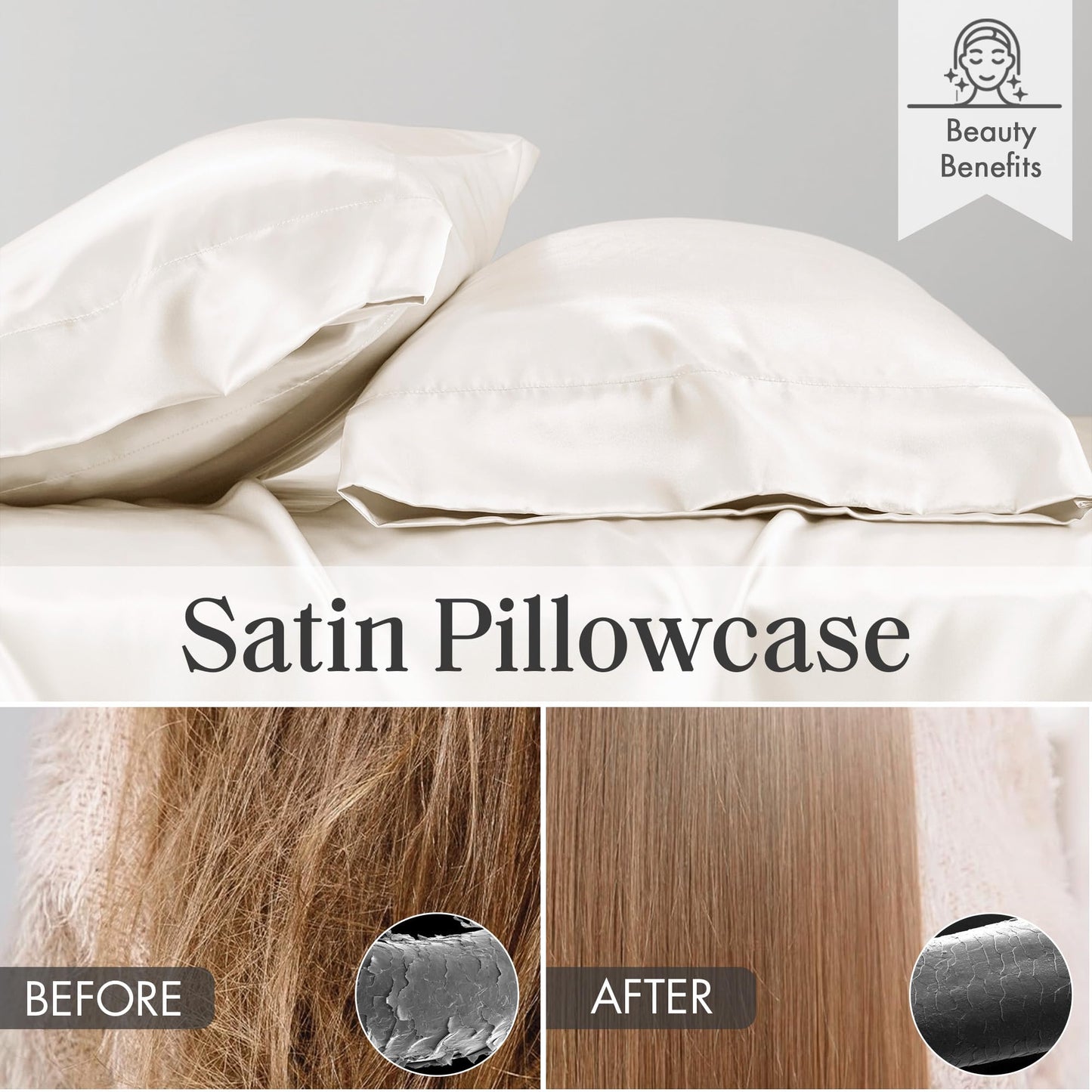 Madison Park Essentials Polyester Satin 6 Piece Sheet Set with Ivory MPE20-904, Queen