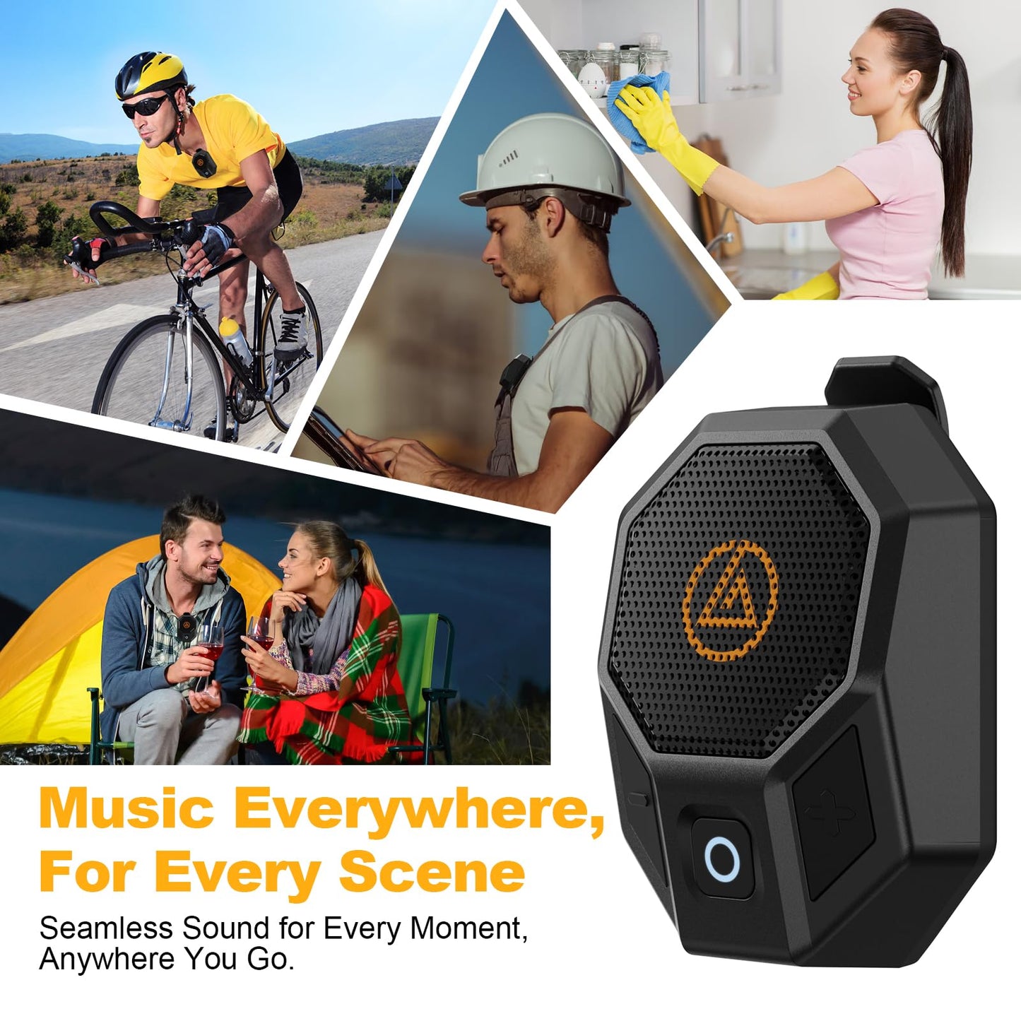 LOBKIN Wearable Bluetooth Speaker, Clip On Mini Portable Speakers,Wireless Bluetooth 5.4 Built-in Mic IPX5 Waterproof Compact Hands-Free Calls for Jobsite Work,Outdoor Activities