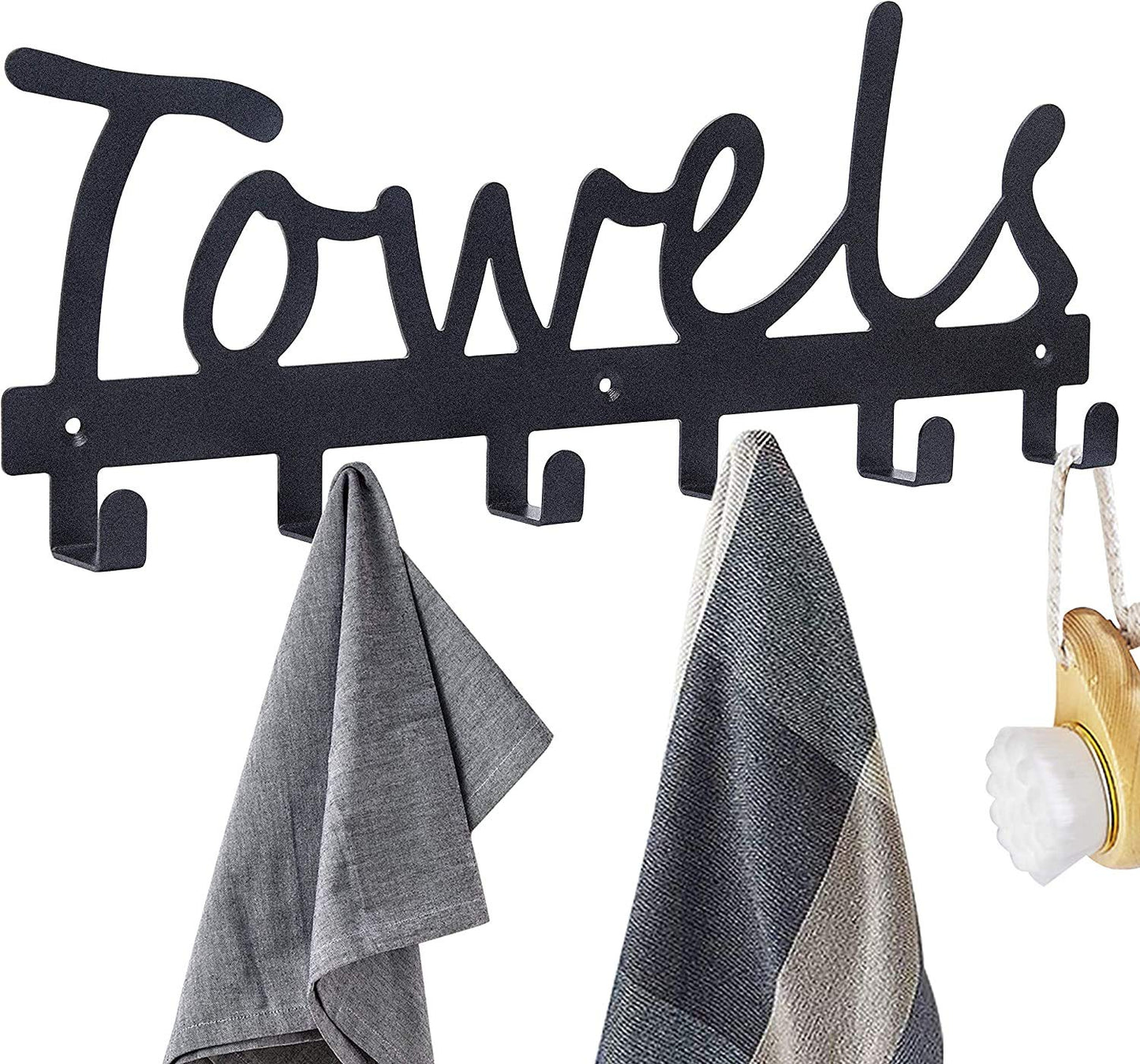 eywlwaar Metal Towel Racks Towel Holder Sandblasted Wall Mount Rustproof and Waterproof for Kitchen Storage Organizer Rack, Bathroom Towels, Robes, Clothing (Style-Towels-3)