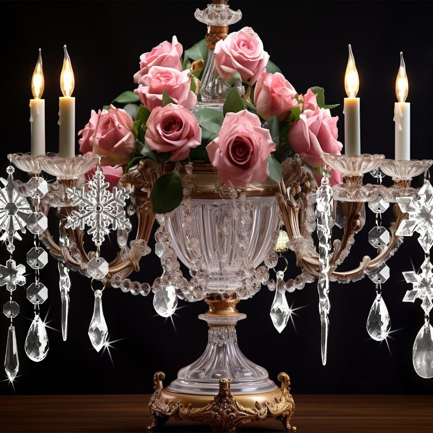 18pcs Crystal Christmas Ornaments for Tree Decorations-Hanging Acrylic Snowflake Icicle Ornaments with Drop Pendants for Winter Wonderland Chandelier Crystals Decorations Supplies