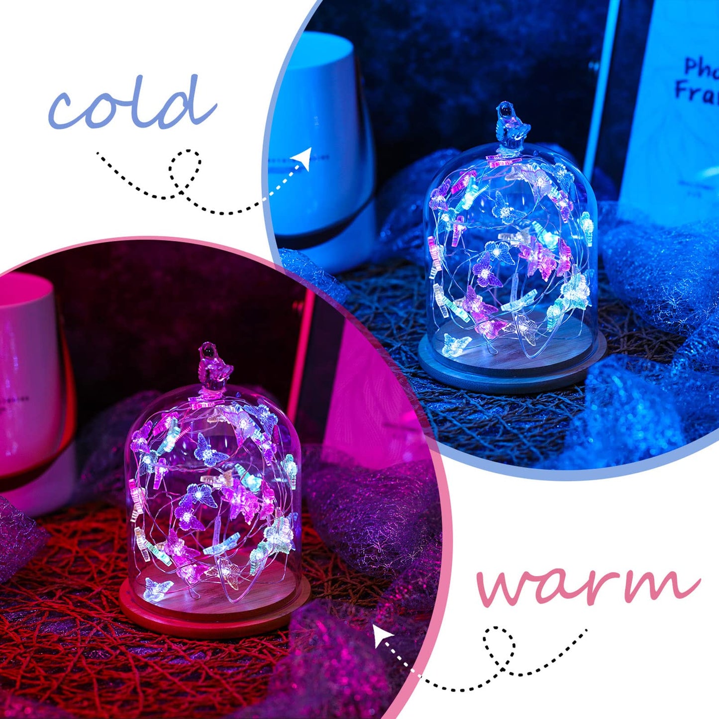 Tuanse Butterfly String Lights, 10ft 40 LEDs Battery Operated 12 Modes Summer Fairy Light Decor with Remote and Timer for Bedroom Party Garden Wedding Decoration