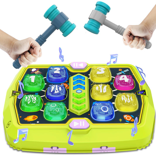 Hammer Mole Game Toy for Toddlers, Toys for 3 4 5 6+ Year Old Boys/Girls, Interactive Educational Pounding Toys with 2 Hammers, Sound & Light, PK Mode, Birthday Xmas Toy Gifts for Kids Age 3 4 5 6+