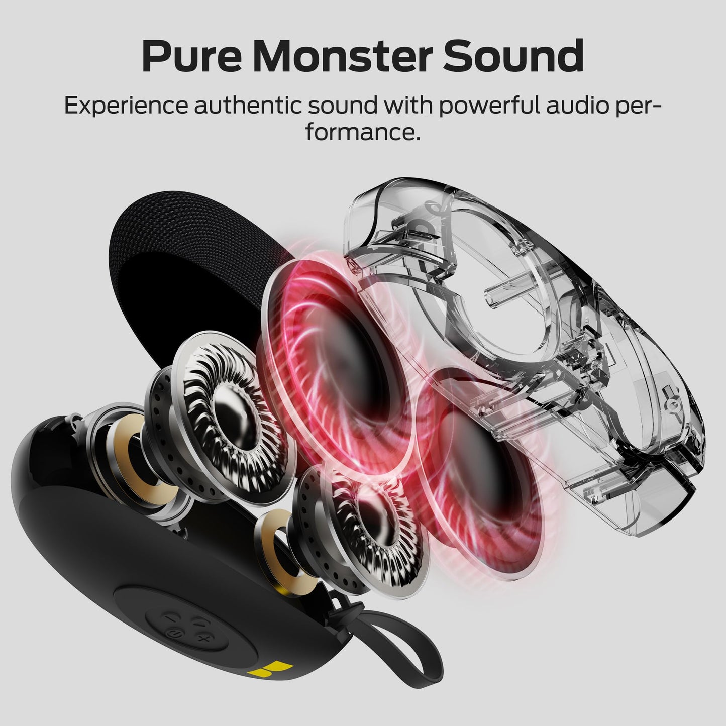 Monster S260 Bluetooth Speaker, Portable Wireless Speaker with 10W Powerful Sound, Small Speakers with Bluetooth 5.4, True Wireless Stereo Pairing, IPX5 Waterproof, 5H Playtime, Built-in Mic
