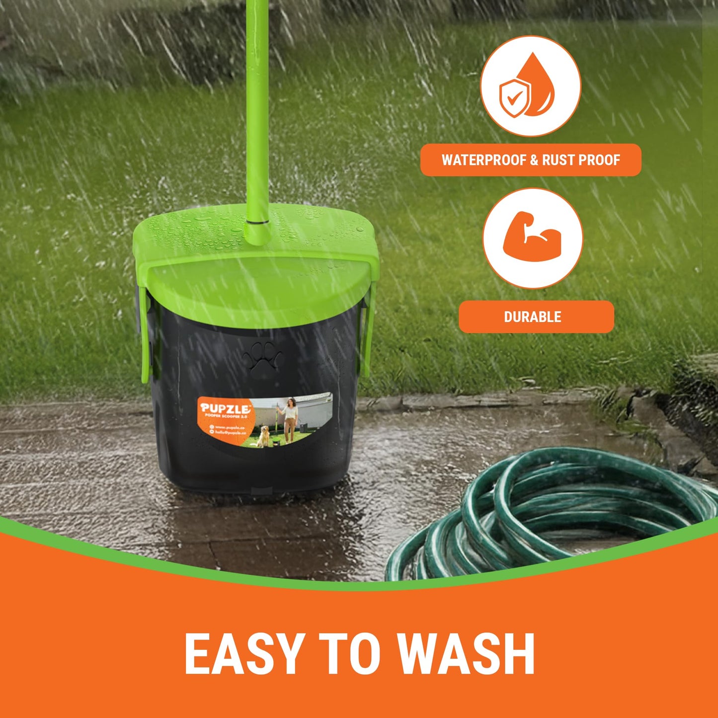 Pupzle Dog Pooper Scooper with Bag Attachment, 40" Long Handle Pooper Scooper for Large Dogs, Dog Poop Scoop for Yard, Large Capacity Swivel Bin and Rake, 50 Lavender Scented Bags