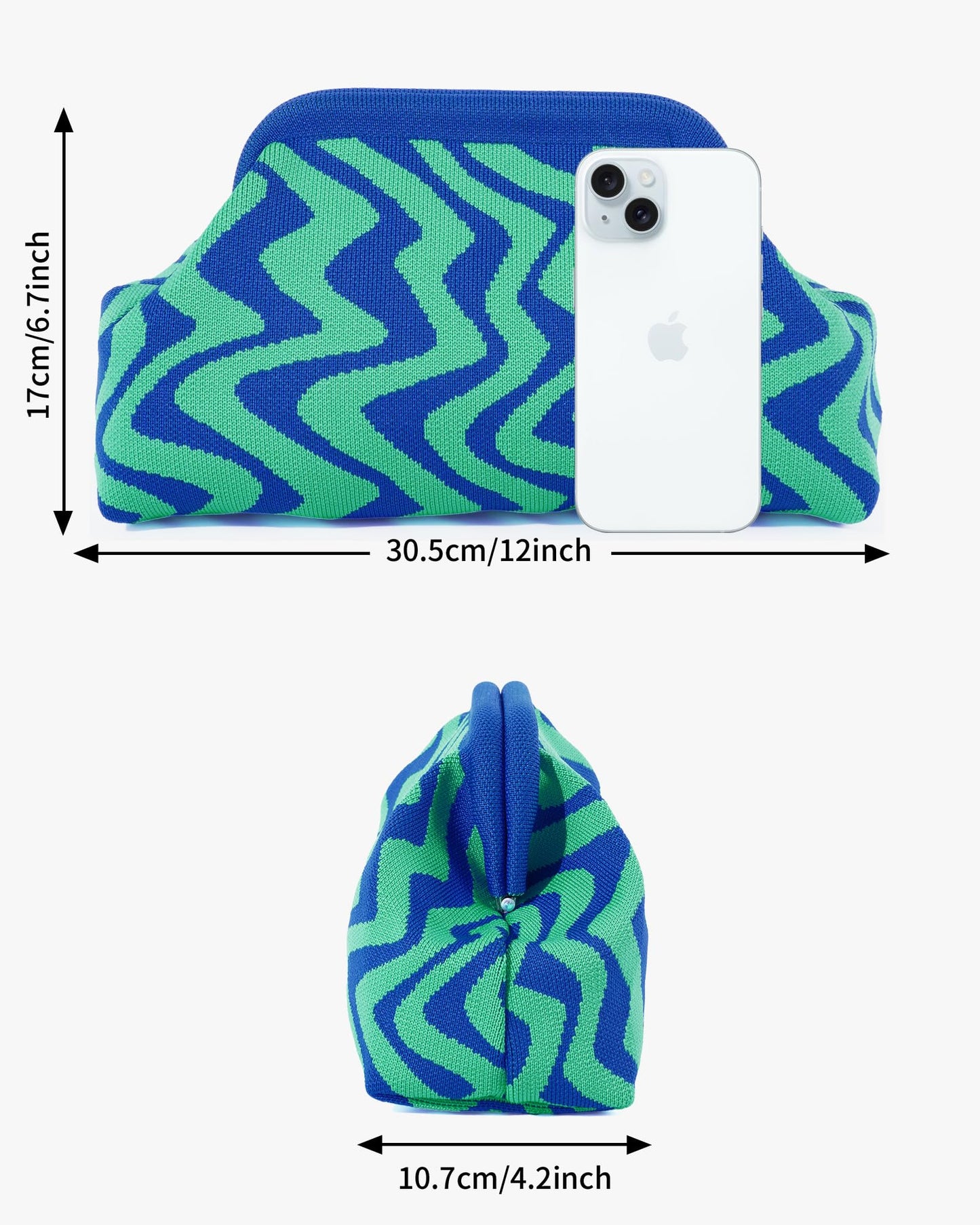 bohunono Woven Clutch Purses for Woman,Summer Beach Purse for Vacation, Woven Striped Dumpling Bag,Crochet Evening Handbag