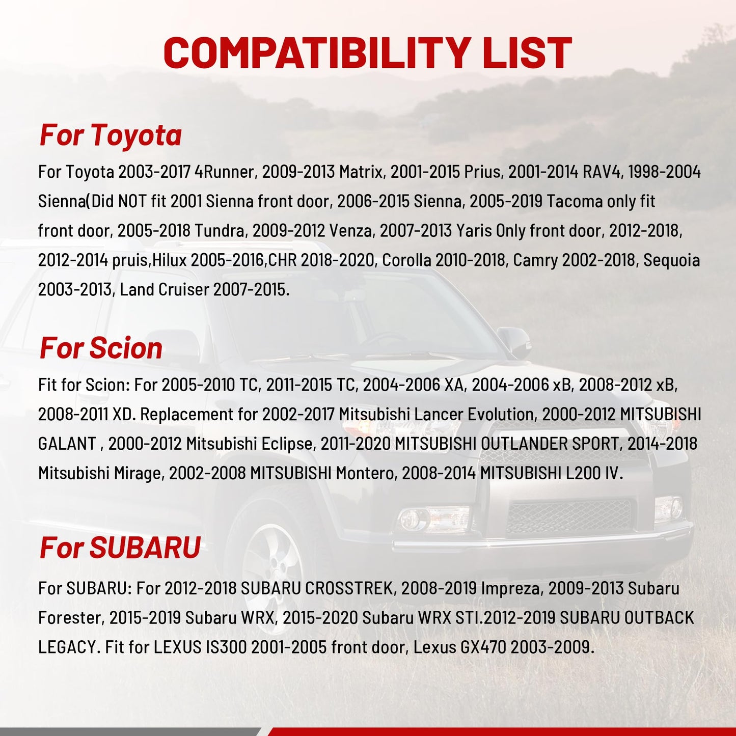 RED WOLF Car Door Speaker Wiring Harness Adapter Connector Plug Replacement for 2000-2019 Toyota Camry 4Runner Tacoma RAV4 Scion, Subaru 2012-2019, Mitsubishi 2002-2020 4PCs