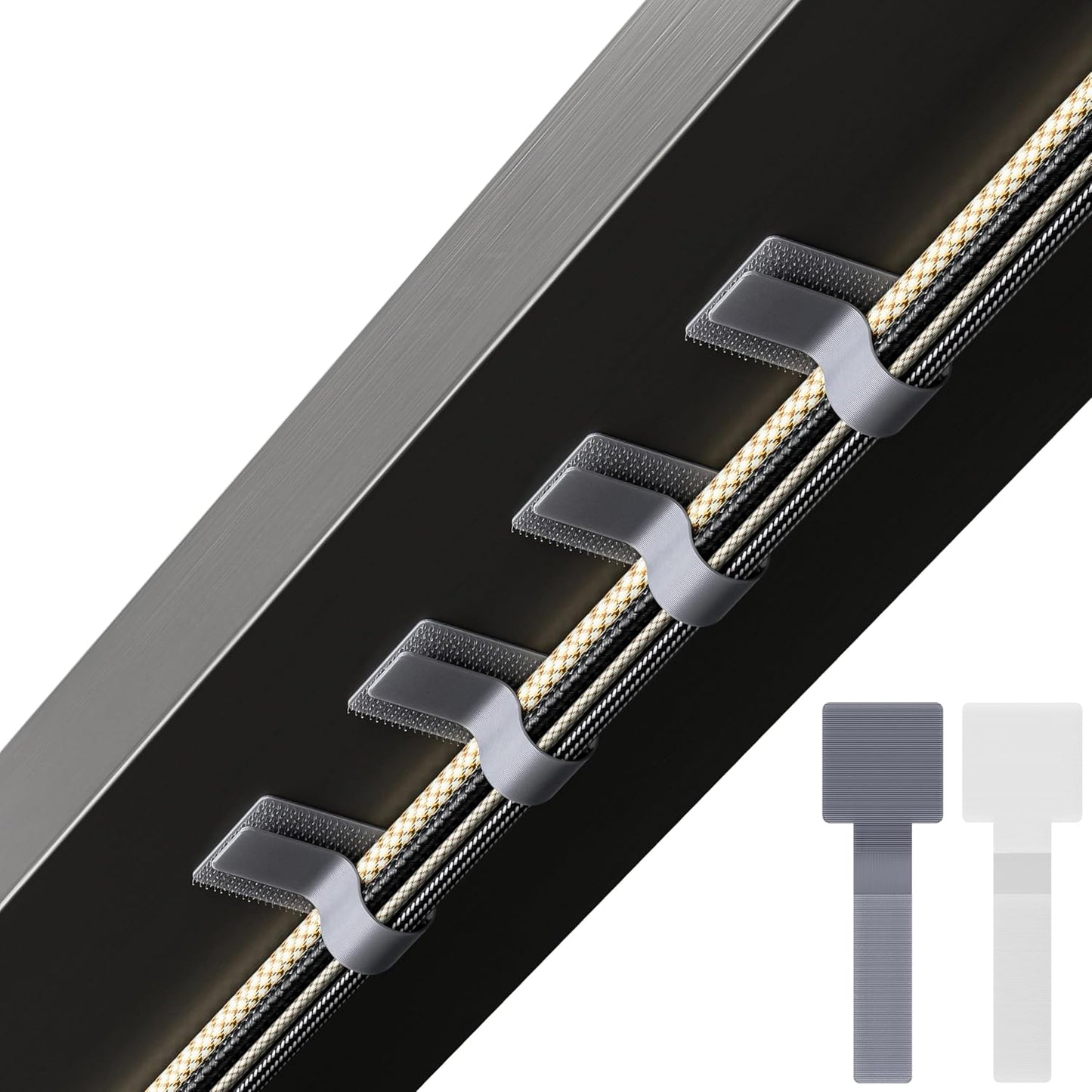 Hook and Loop Cable Ties, Self Adhesive Hook and Loop Cable Straps, Sticky-back Cord Organizer, Cable Clip, Household & Office Essentials, 40Pcs per Pack