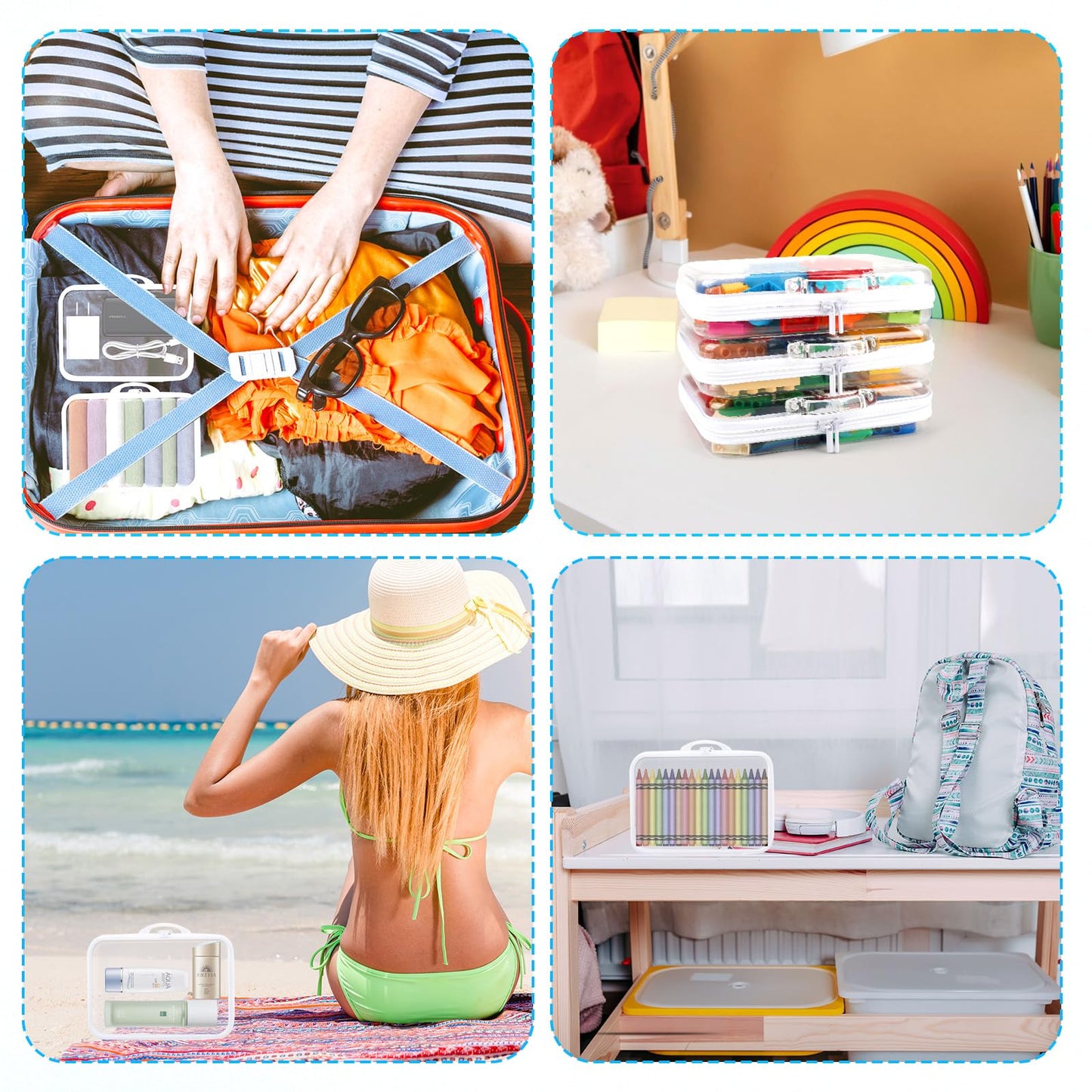 EAROND 3 Pack Clear Hard Shell Zipper Case PVC Zipper Pouches,Transparent Toiletry Pouches,Waterproof Travel Organizers,Portable Toy Storage Bins(M+M+M)