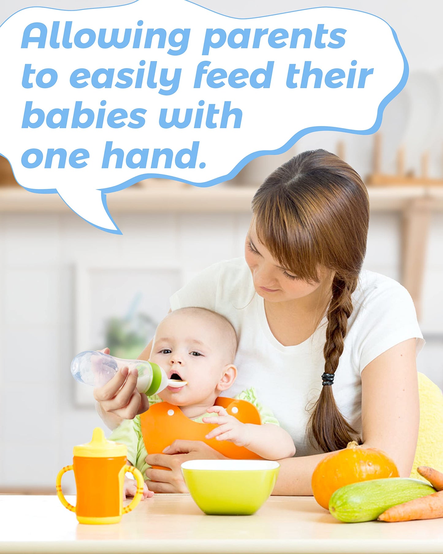 3 Pack Baby Food Feeder, 3 Oz Silicone Baby Feeder, 3 Colors Food Dispensing Spoon, Squeeze Spoon for Boys Girl Kids Toddlers