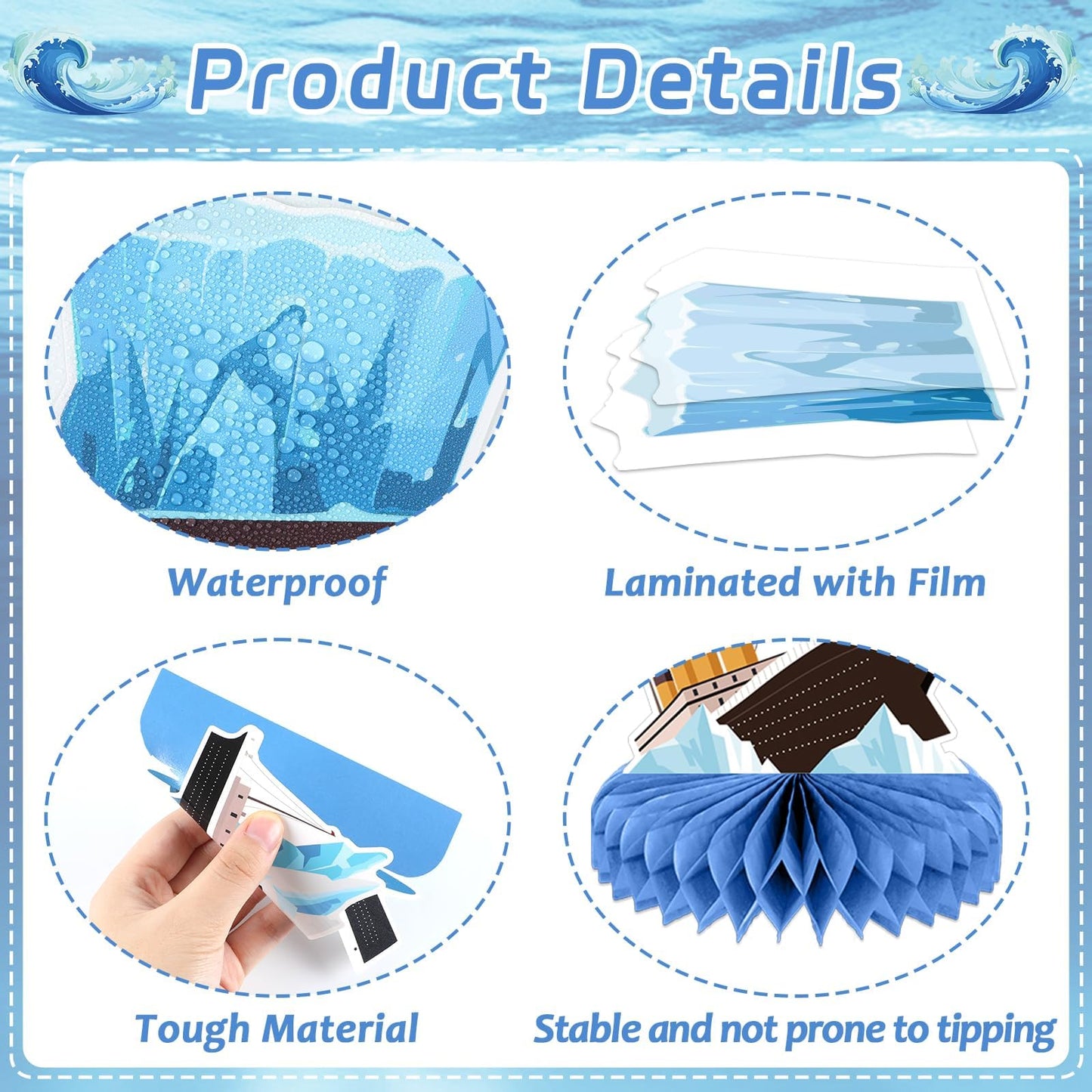 12Pcs Nautical Party Supplies Cruise Ship Birthday Honeycomb Centerpieces for Ocean Party Decorations Ship Theme Table Honeycomb for Ocean Cruise Liner Nautical Theme Birthday Baby Shower Party Favors