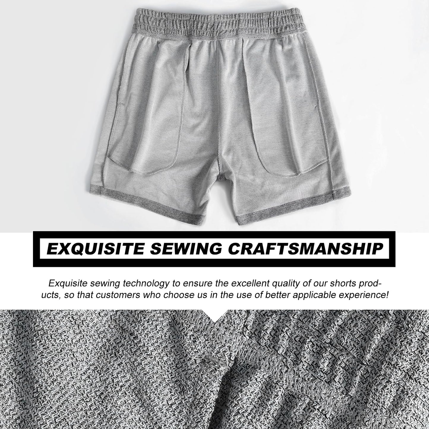 AIMPACT Mens Sweat Workout Shorts 5" Lounge Sleep Pajama with Pockets Casual Gym Sports Short Shrots, Greywhite