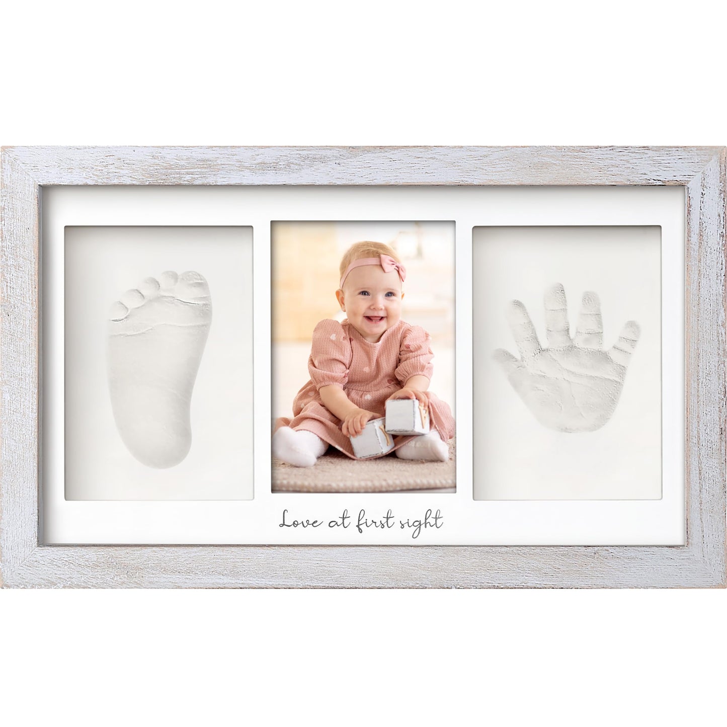 Baby Hand and Footprint Kit - Clay Handprint Keepsake Frame, Newborn Nursery Picture Frame, Personalized New Mom Gifts for Baby Shower & Registry (Alpine White)