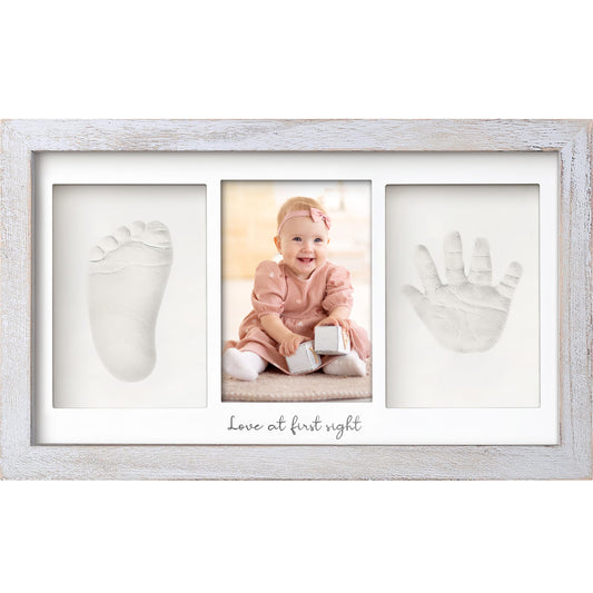 Baby Hand and Footprint Kit - Clay Handprint Keepsake Frame, Newborn Nursery Picture Frame, Personalized New Mom Gifts for Baby Shower & Registry (Alpine White)