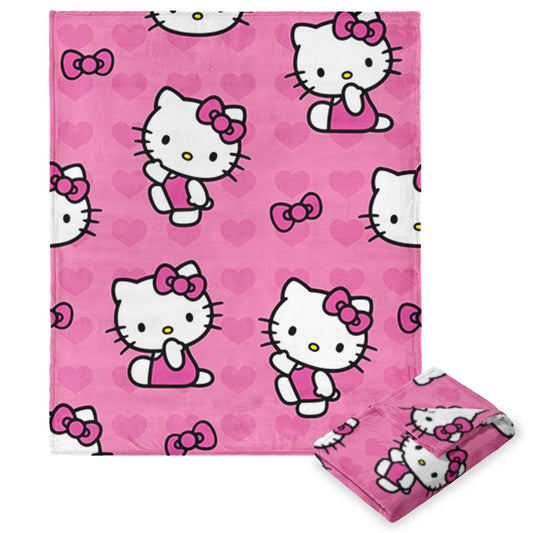 Northwest Hello Kitty Silk Touch Throw Blanket, Soft, Cozy, 50 x 70 Inches, I Love Pink Design