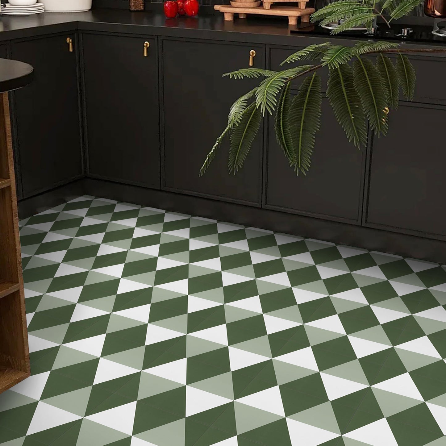 Alow Peel and Stick Floor Tile,Green Self-Adhsive Peel and Stick Flooring,Waterproof Vinyl Flooring Suit for Kitchen、Toilet (12×12in 10pcs)