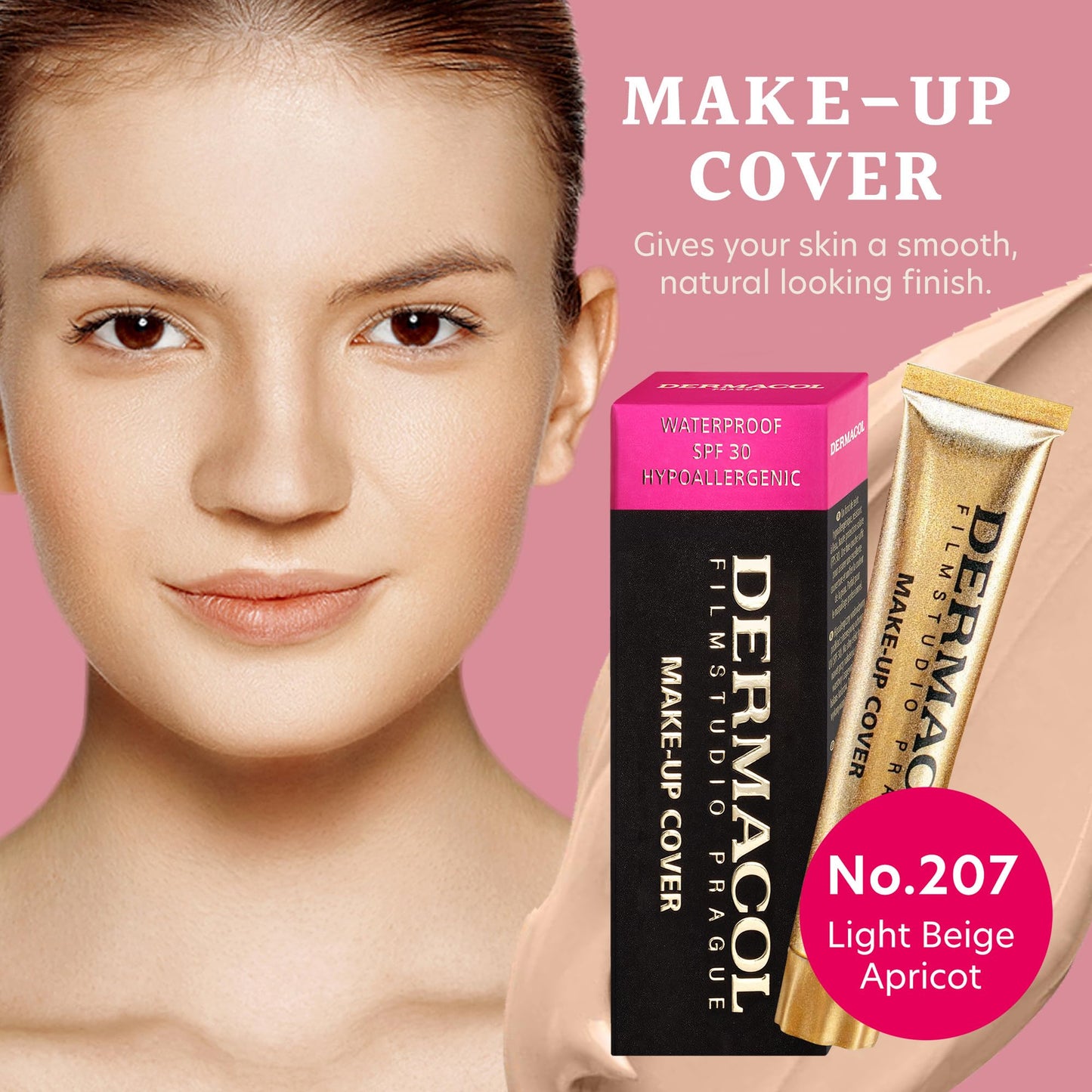Dermacol - Mini Full Coverage Foundation 13g, Liquid Makeup Matte Foundation with SPF 30, Waterproof Foundation for Oily Skin, Acne, & Under Eye Bags, Long-Lasting Makeup Products Shade- 207
