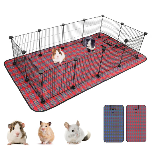 Midollarle Pet Playpen with Mat, Small Animal Cage with Mat, Guinea Pig Cages, Puppy Pen for Indoors with Colorful Mat, 12 Panels Interior Metal Wire Yard Fence