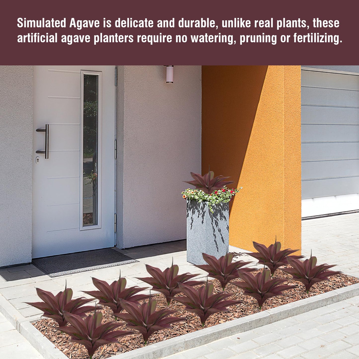 Ttranewsoo Fake Plants Artificial Agave Plants 13.8" Large UV Resistant Fake Agave Planters for Indoor and Outdoor Decorating Tropical Plant Succulents Greenery Indoor Decor(2Pack, Purple