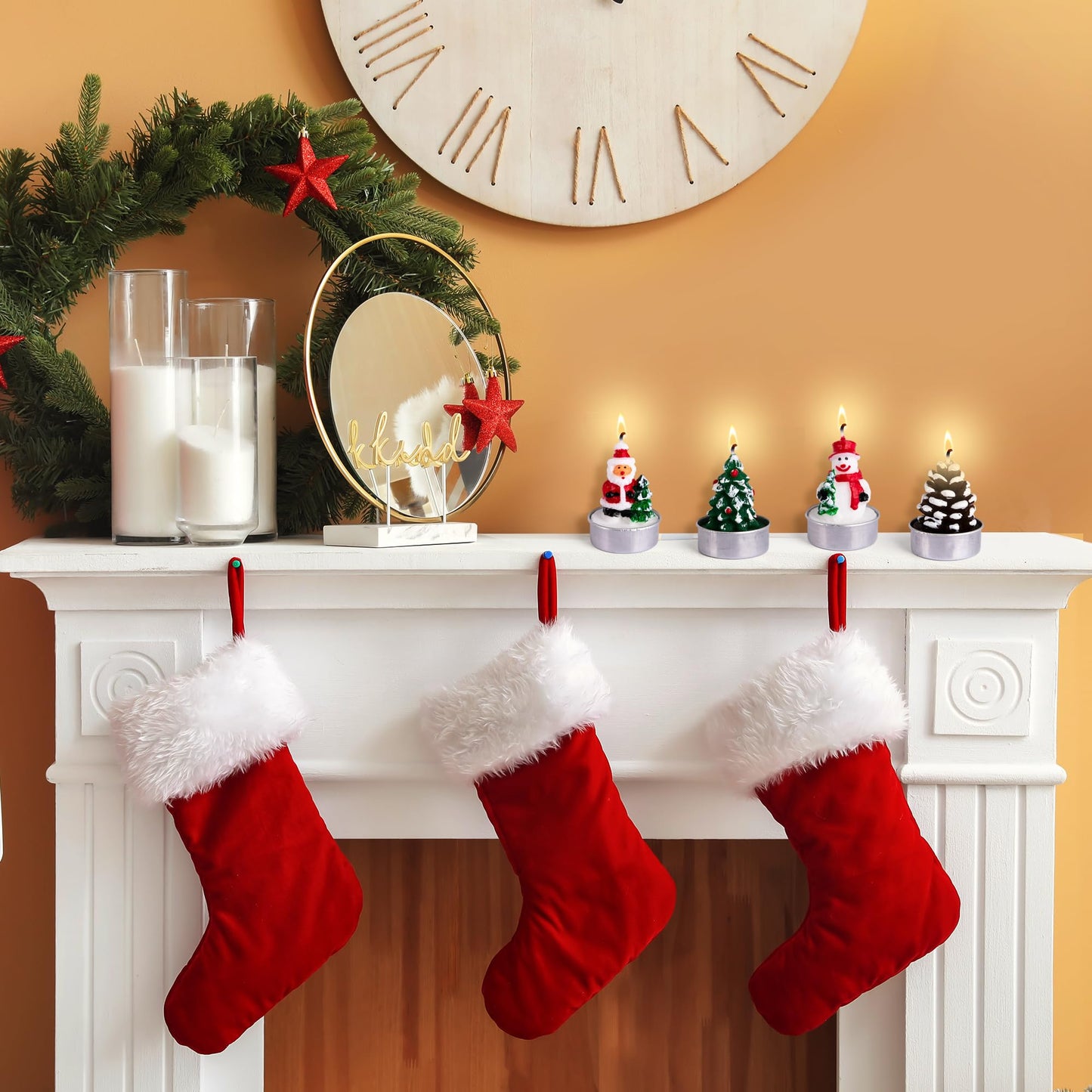 ArtCreativity Bulk Christmas Candle Set - Includes 12 Christmas Tealight Candles in Festive Designs - Indoor Christmas Decorations - Xmas Party Supplies - Tealight Candles (Bulk) for Holiday Décor