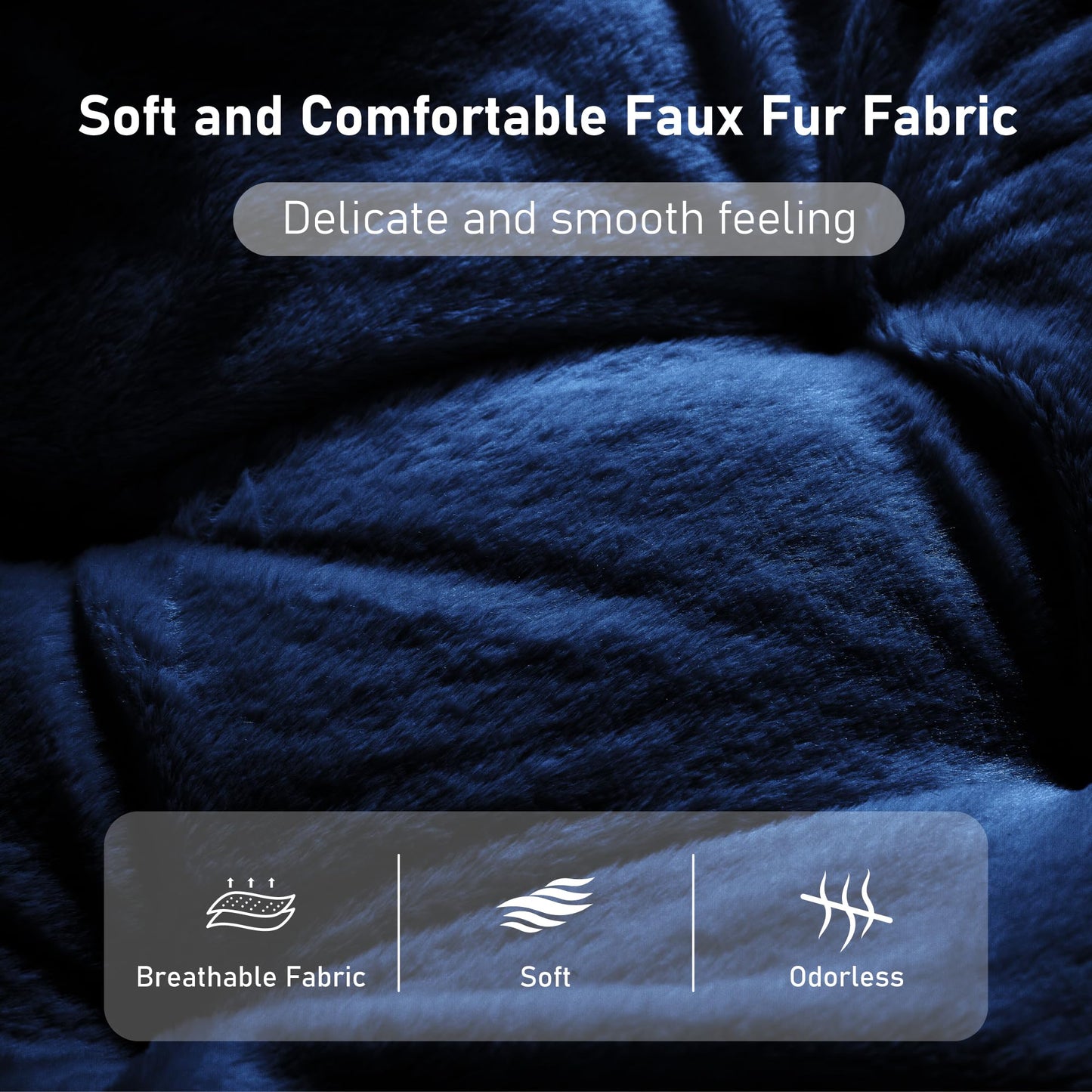 Youtanic Comfy Oversized Saucer Chair, Soft Faux Fur Reading Lounge Chair for Adults, Stable X-Large Metal Frame and Non-Slip Pad, Foldable Cozy Chairs for Bedroom, Living Room, Dorm, Office, Blue