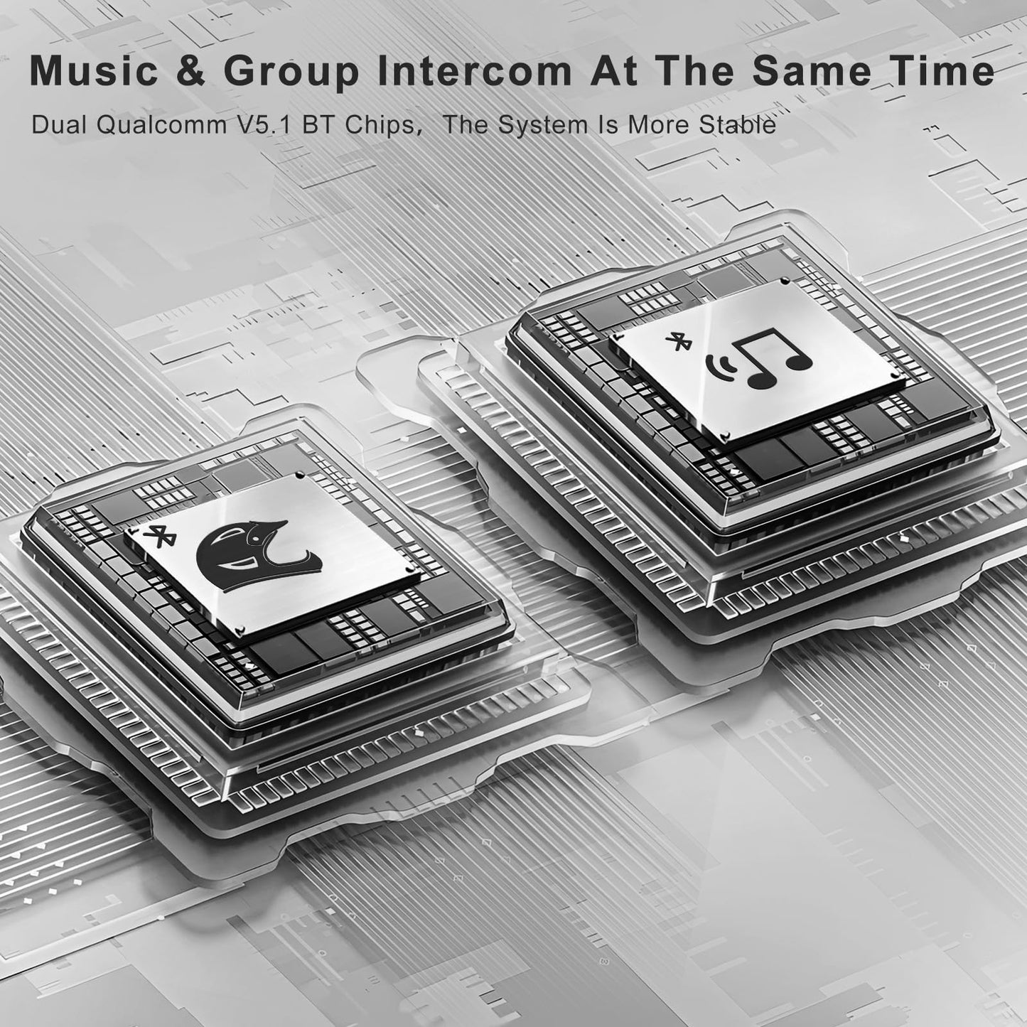 SKYVENT Q4 Motorcycle Bluetooth Communication System Headset Intercom, 4 Riders 1500m Music Sharing, FM, Noise Cancellation, IP65 Waterproof, Dual Pack (Q4)