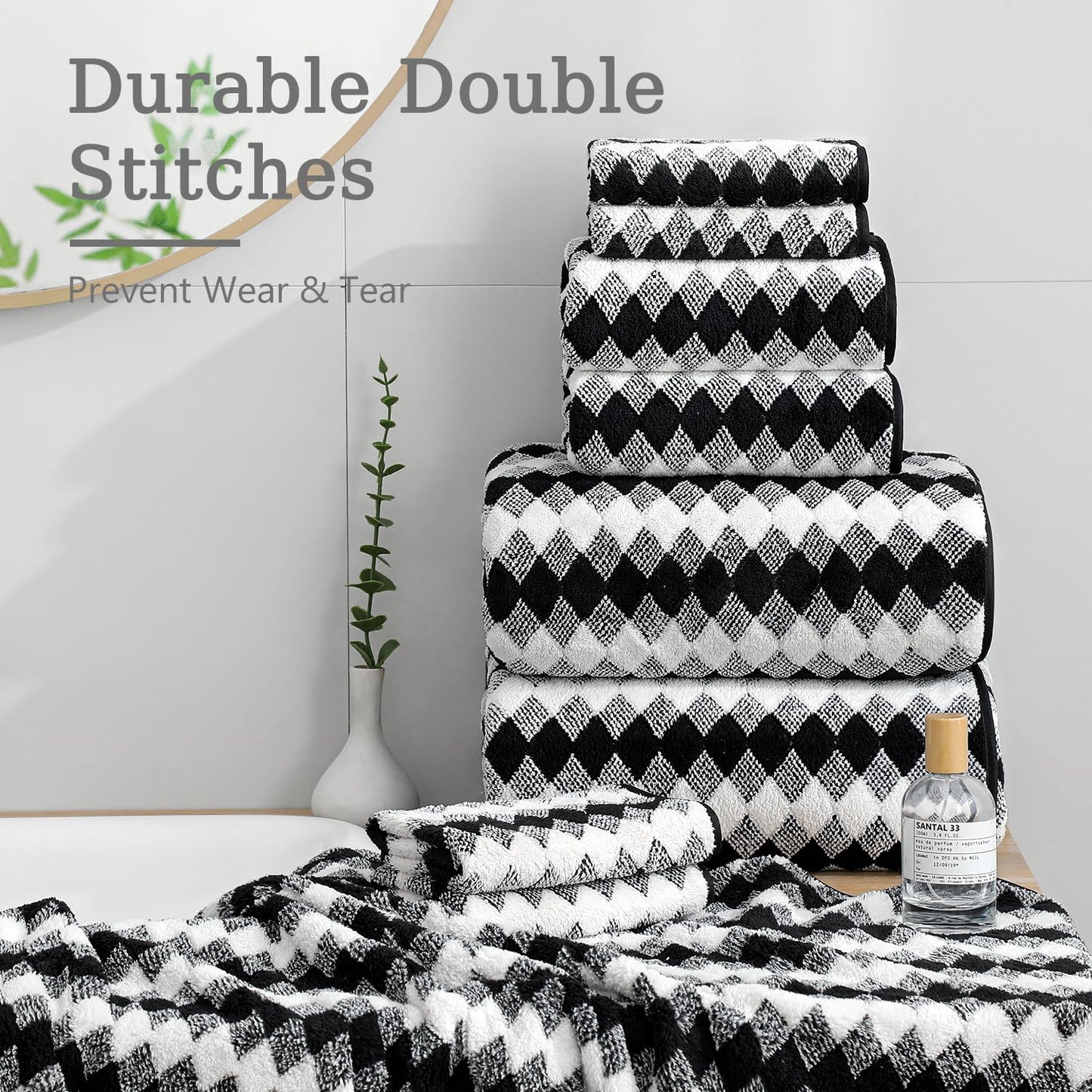 4 Piece Bath Towel Black Oversized Bath Sheet 35"x70" Bathroom Towel Extra Large Bath Towel Set Soft Highly Absorbent & Quick Dry Premium Towel Set for Bathroom 600GSM Shower Towel Spa Gym Hotel