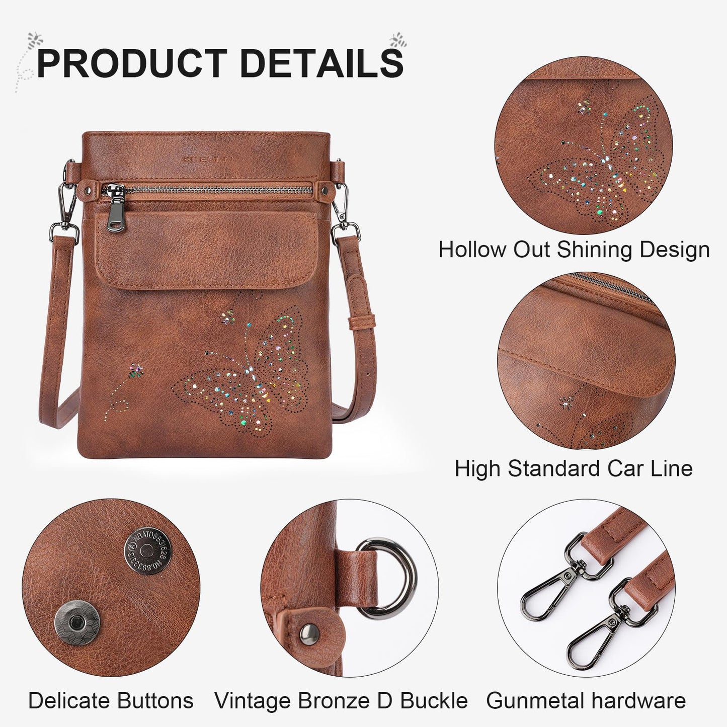 Crossbody Bags for Women Vegan Leather Cross Body Purse with Adjustable Strap Multiple Pockets Shoulder Handbags