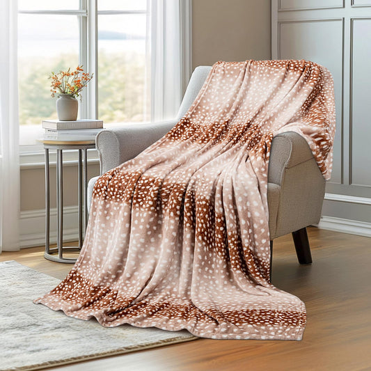 MACEVIA Flannel Fleece Animal Print Throw Blanket for Couch, Cabin Decor Deer Blanket, Hide Cabin Throw Blanket, Super Soft Fluffy Thick Warm Throws Home Decor for Bed Sofa(Deer, 50x60 Inches)