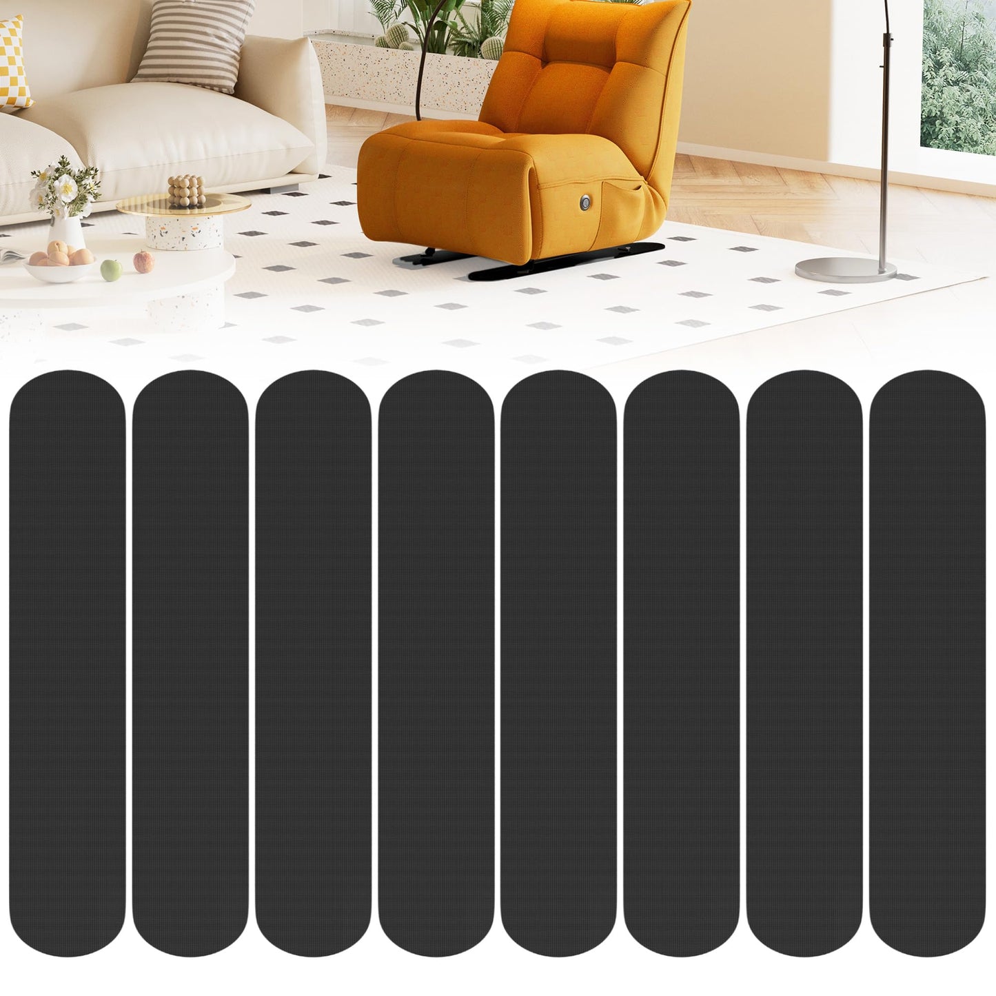 8 Pack Non Slip Furniture Pads for Recliner, 30in Anti Slip Recliner Pads for Hardwood Floors, Furniture Rail Pad for Hardwood Floor, Recliner Floor Protector, Furniture Grippers to Prevent Sliding