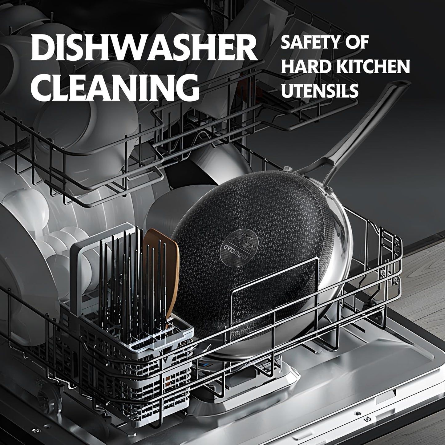 LIGTSPCE Non Stick Frying Pans, 12 inch Hybrid Frying Pans Nonstick,non stick Stainless Steel Skillets, Dishwasher/Oven Safe Cookware, Induction Compatible, PFOA Free Cookware