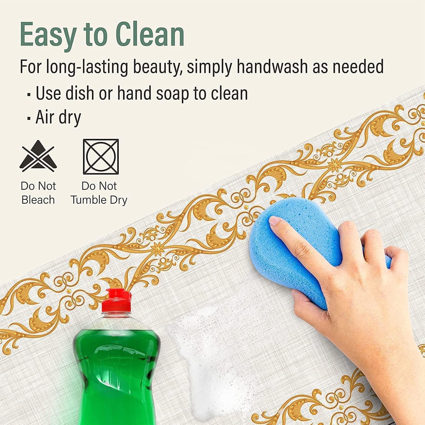 RIMONA'S Thermo Heat Resistant Table Runner and Trivet for Hot Dishes - Waterproof Hot Plates to Protect Table and Countertop - Kitchen & Dining 350F Heat Protector 40" - White Golden Marble