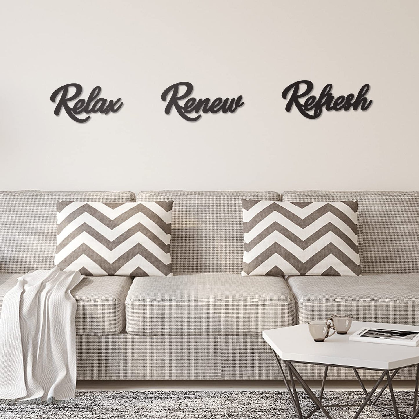 KOYILTD 3 Pieces Bathroom Decor Wooden Bathroom Sign Relax Renew Refresh Sign (black)