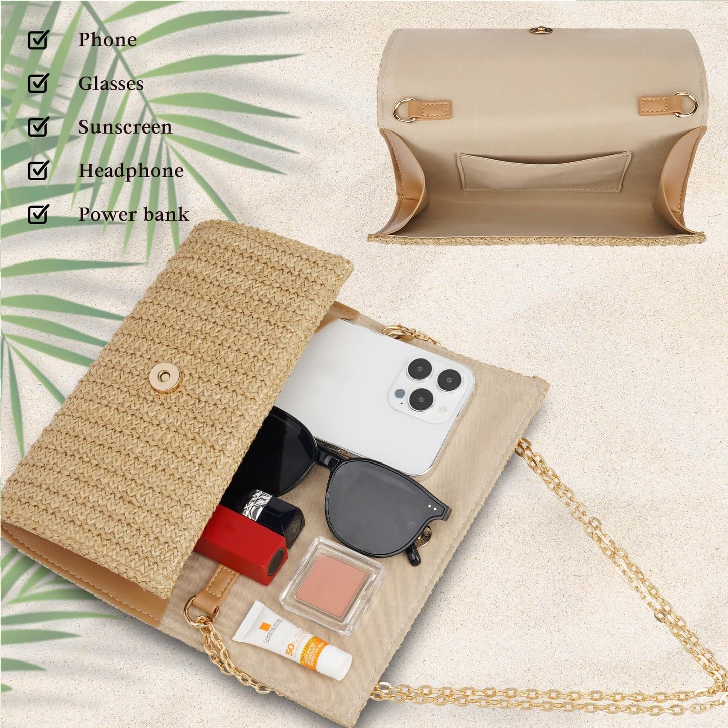 Kseymeir Straw Clutch Purse Shoulder Crossbody Bag Envelope Purse Raffia Handbag for Summer Beach Wedding Travel 2025 Trendy, Colorful