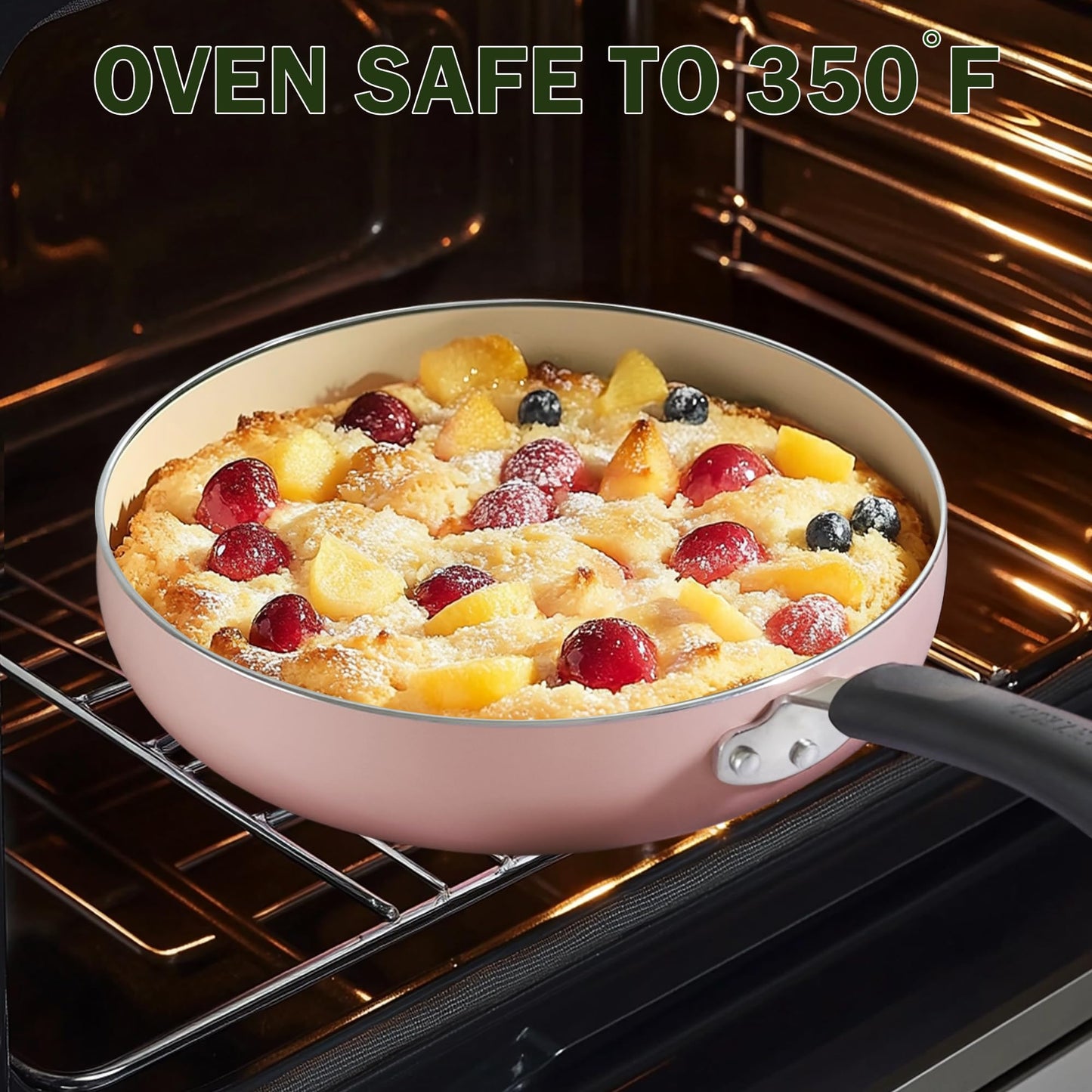 Cook N Home Pots and Pans Set Nonstick, 10-Piece Ceramic Kitchen Cookware Sets, Nonstick Cooking Set with Saucepans, Frying Pans, Dutch Oven Pot with Lids, Pink